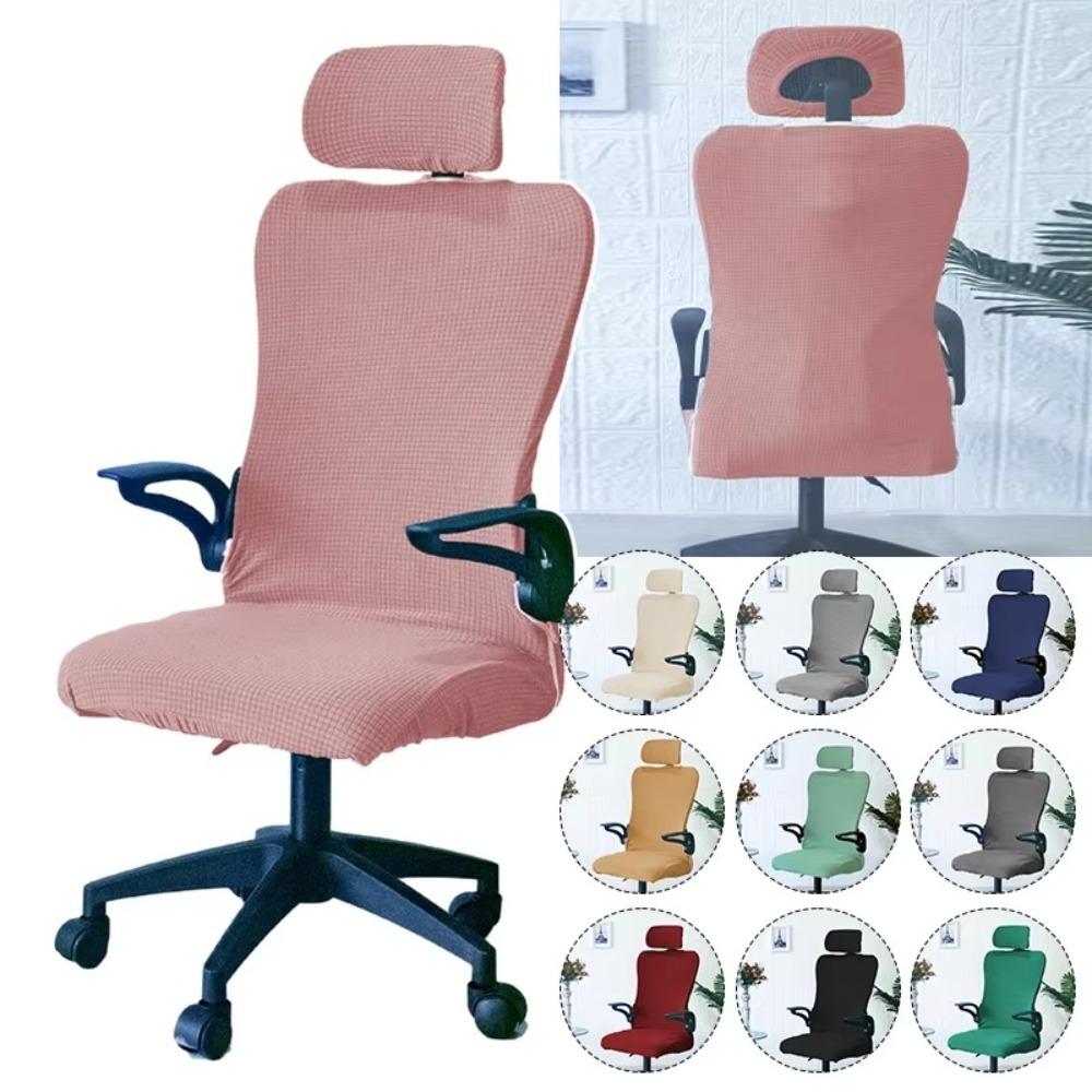 Universal Elastic Office Chair Cover Solid Color Headrest Cover Armchair Slipcovers Washable Gaming Chair Cover