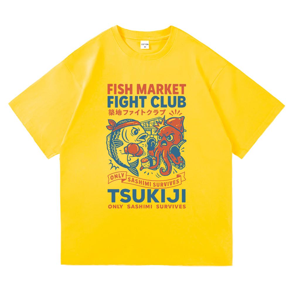 Funny Fish Market Fight Club T Shirt 2025 Fashion Men/women Clothing Vintage Harajuku High Quality Clothes Cotton Tshirts