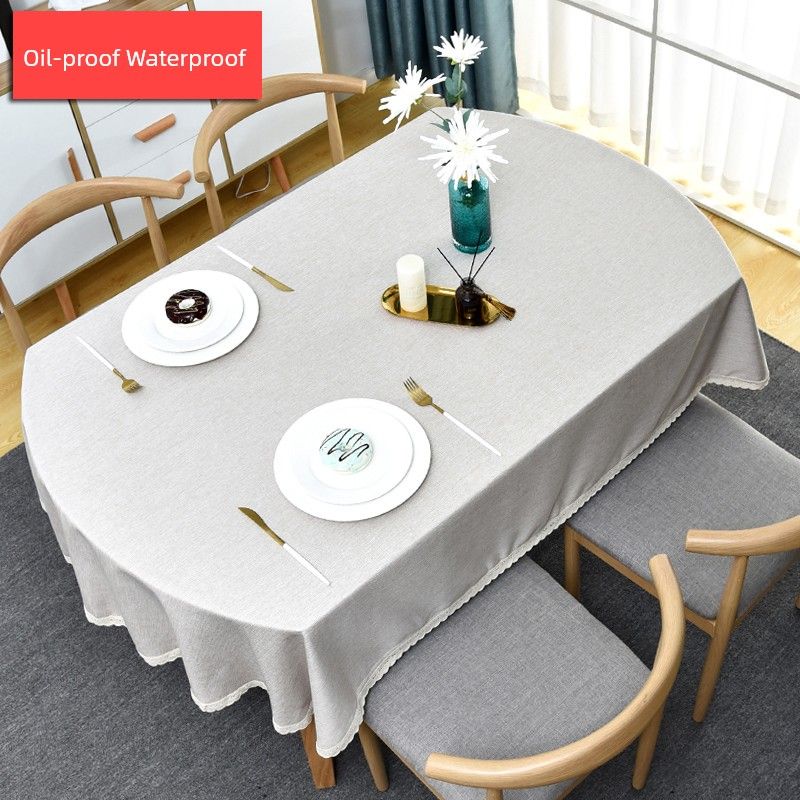 

Маслостойкая одноразовая однотонная хлопково-льняная овальная скатерть Oil-Waterproof-Cafe-Lace Oval 120*170cm