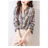 Women's long-sleeve plaid shirt 2026 new Korean style fashion design slim casual top