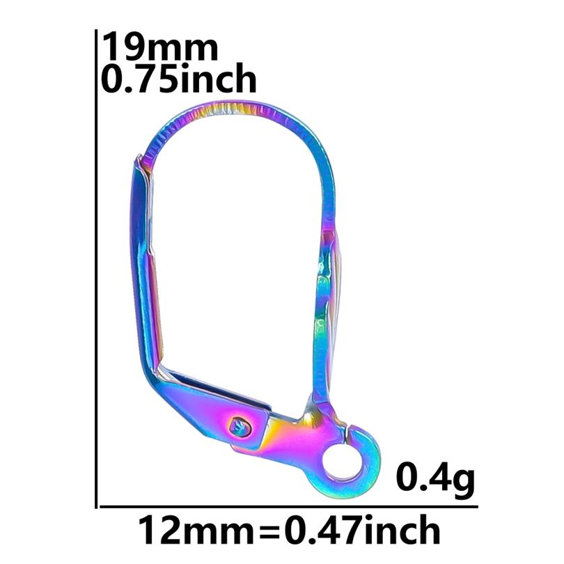 50pcs/Lot Rainbow Ear Hooks For Jewelry Making Earrings Ear Piercing Hoop Stainless Steel Jewelry Findings Wholesale Components
