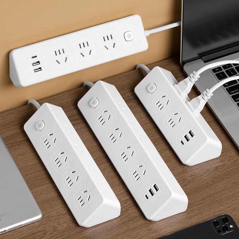 Multi-Port Triangular Power Strip with USB & Cord for Dorms