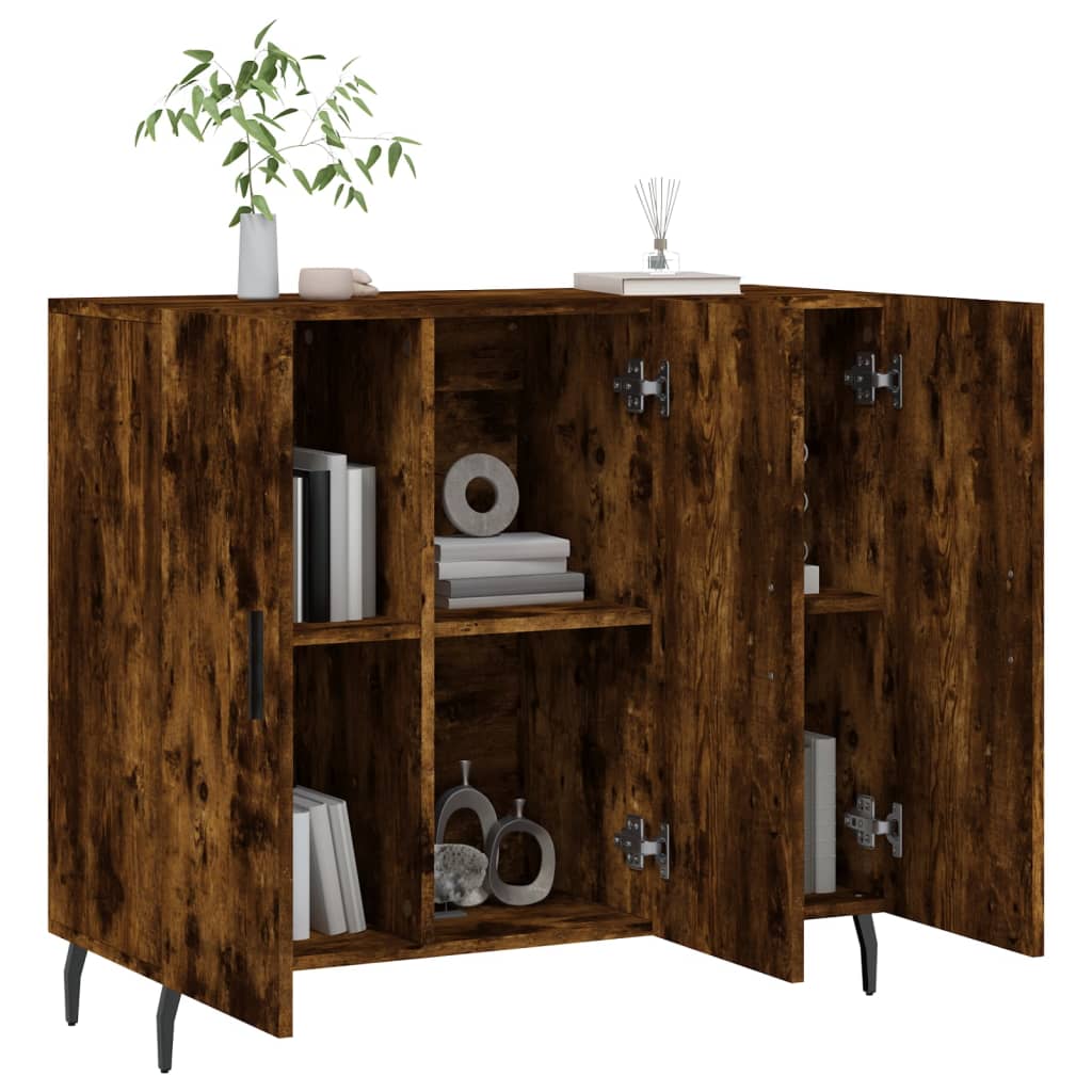 Sideboard Smoked Oak 90x34x80 cm Wood Based Material