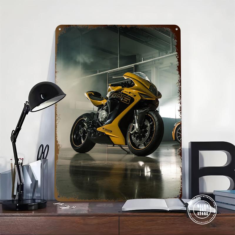 Motosiklet AMG Motosiklet Baskılı Poster Kişiselleştirilmiş Duvar Sanatı Retro Vintage Metal Teneke Tabela Ev Oyun Odası Dekorasyonu Ev