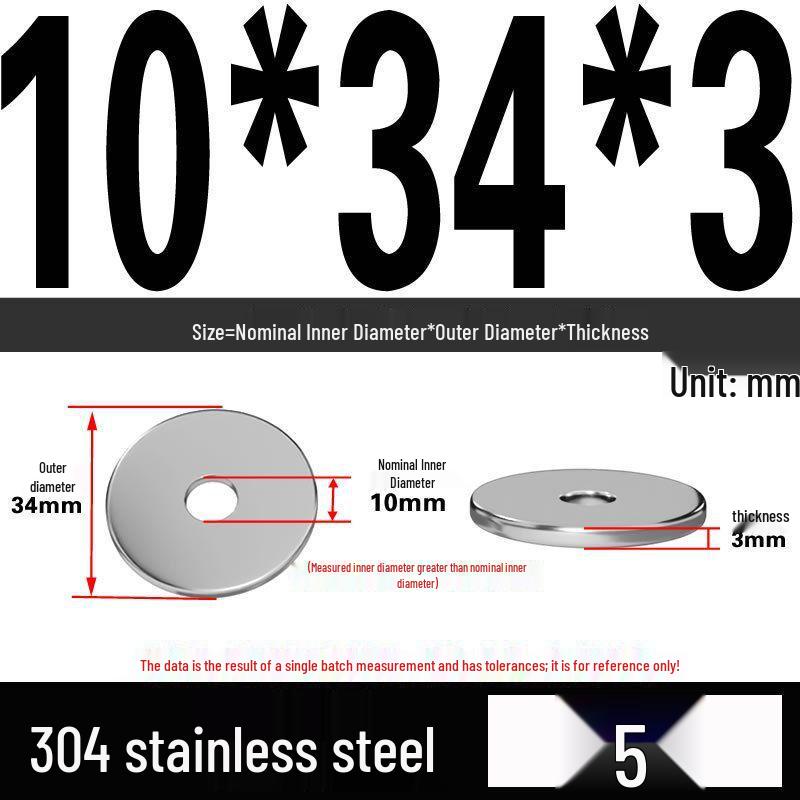 Thickened 304 Stainless Steel Flat Washer Spacer (M2-M36)