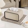 High-End Leather Paper Box Light Luxury Tissue Box Bathroom Living Room Bedroom Desktop Creative Oval Napkin Storage Box