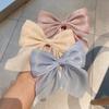 Celebrity Pearl Satin Bow Hair Clip - Black/Red Duckbill Headwear