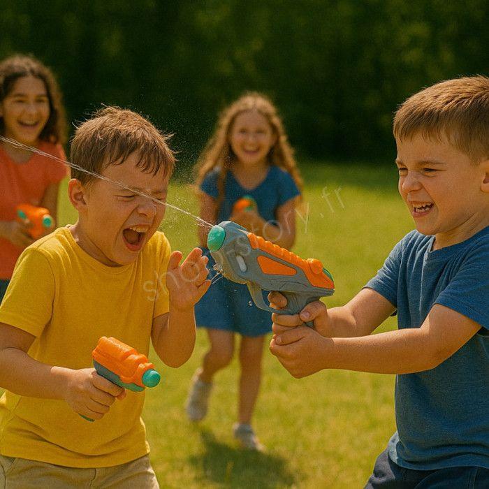 Kids Water Gun Galactic Model Length 22 Cm Grey Orange and Green for Outdoor Games and Water Battles
