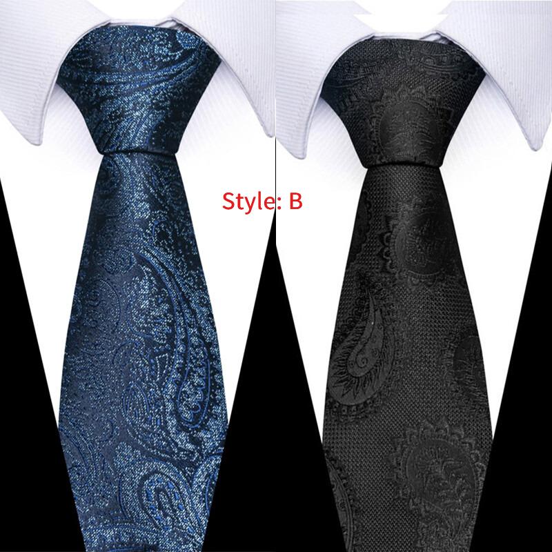 2PCS Formal Necktie Mens Standard 8cm Blue Business Professional Paisley Ties Wedding Suit Accessories Jacquard Weave Tie Men