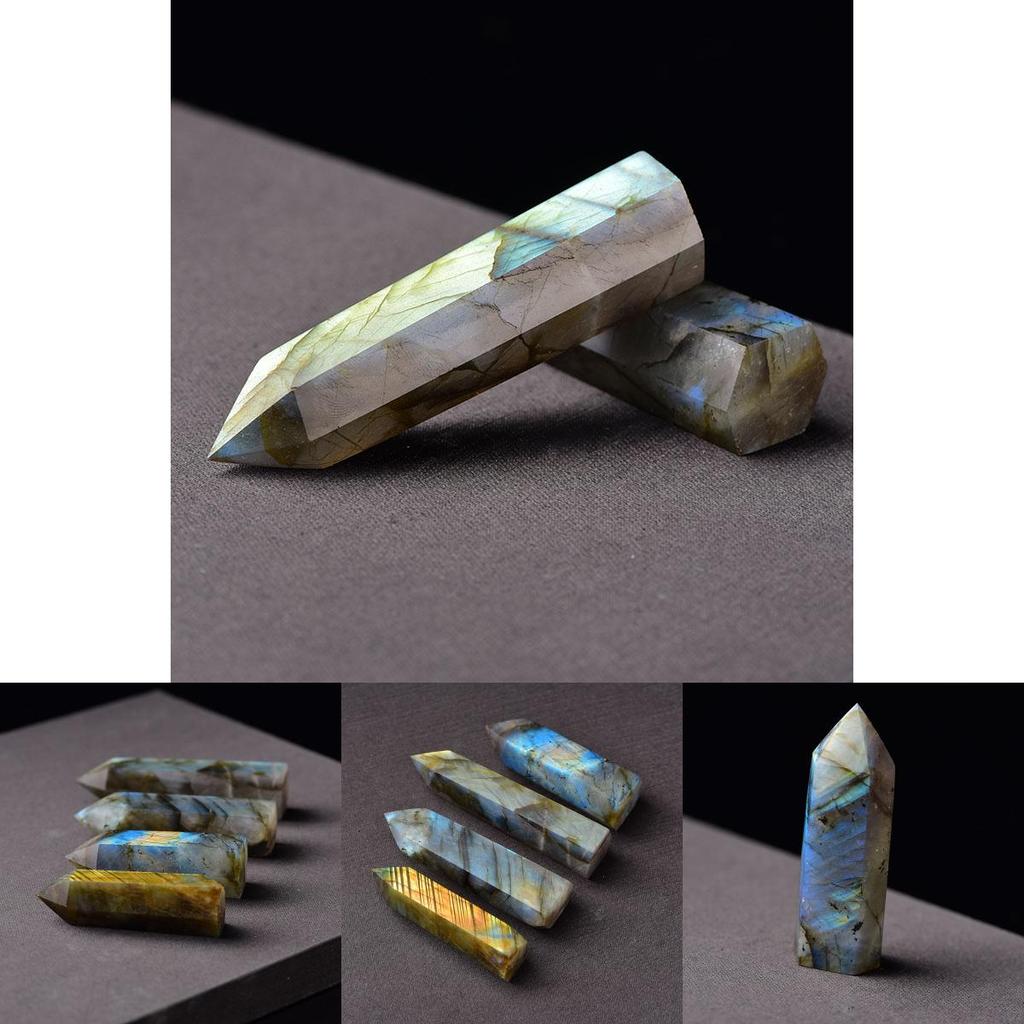 Premium Natural Labradorite Quartz Obelisk Crystal Wand For Unique Healing Decor