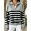 Womens Striped Color Block Sweater Loose Vintage Lazy Knitwear Fall Winter Outerwear
