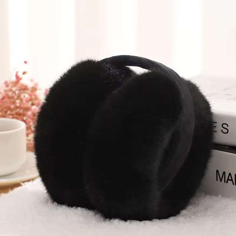 Foldable Windproof Ear Protect Custom Women Cute Soft Plush Thicken Warm Winter Earmuffs чёрный