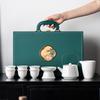 Light Luxury Suet Jade White Porcelain Kung Fu Tea Set Complete Set of Office High-end Business Gifts Gift Box