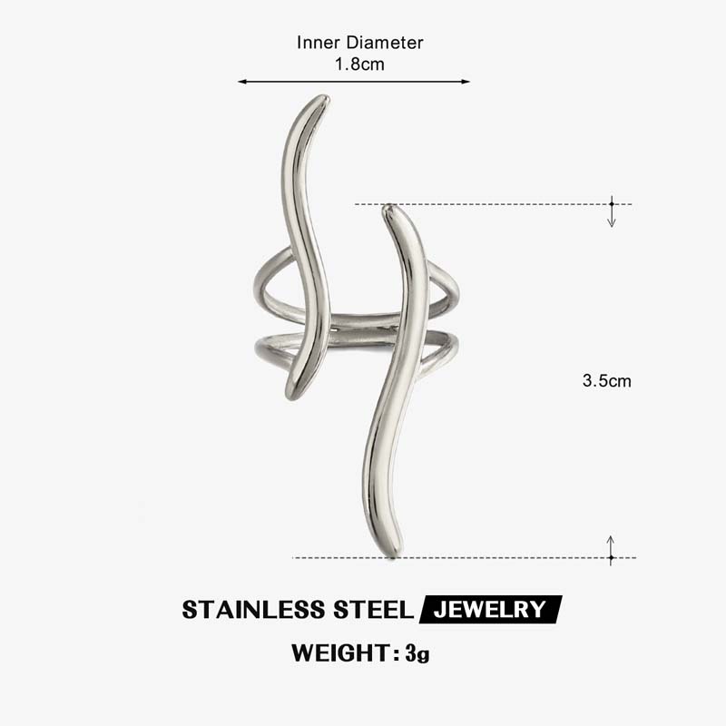 Stainless Steel Metal Geometric Line Open Rings For Women Vintage Gold Color Irregular Adjustable Finger Ring Aesthetic Jewelry