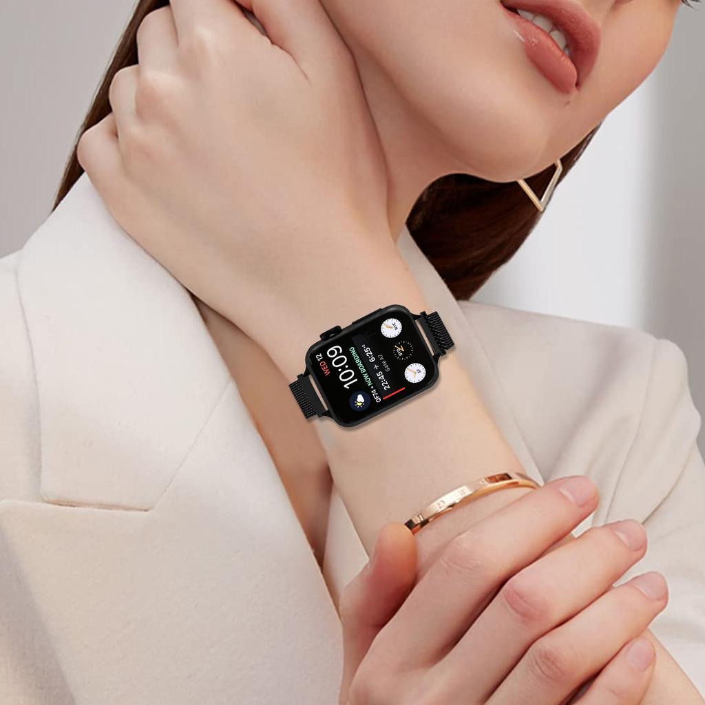 Watch Band for Apple Watch Series 11 10 42mm / 9 8 7 41mm / SE3 SE2 SE 6 5 4 40mm / 3 2 1 38mm Stainless Steel Milanese Magnetic Strap