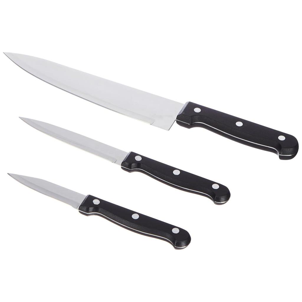 High-Carbon Stainless Steel Kitchen Knife Set | Triple Rivet Handle | Set of 3 (Silver)