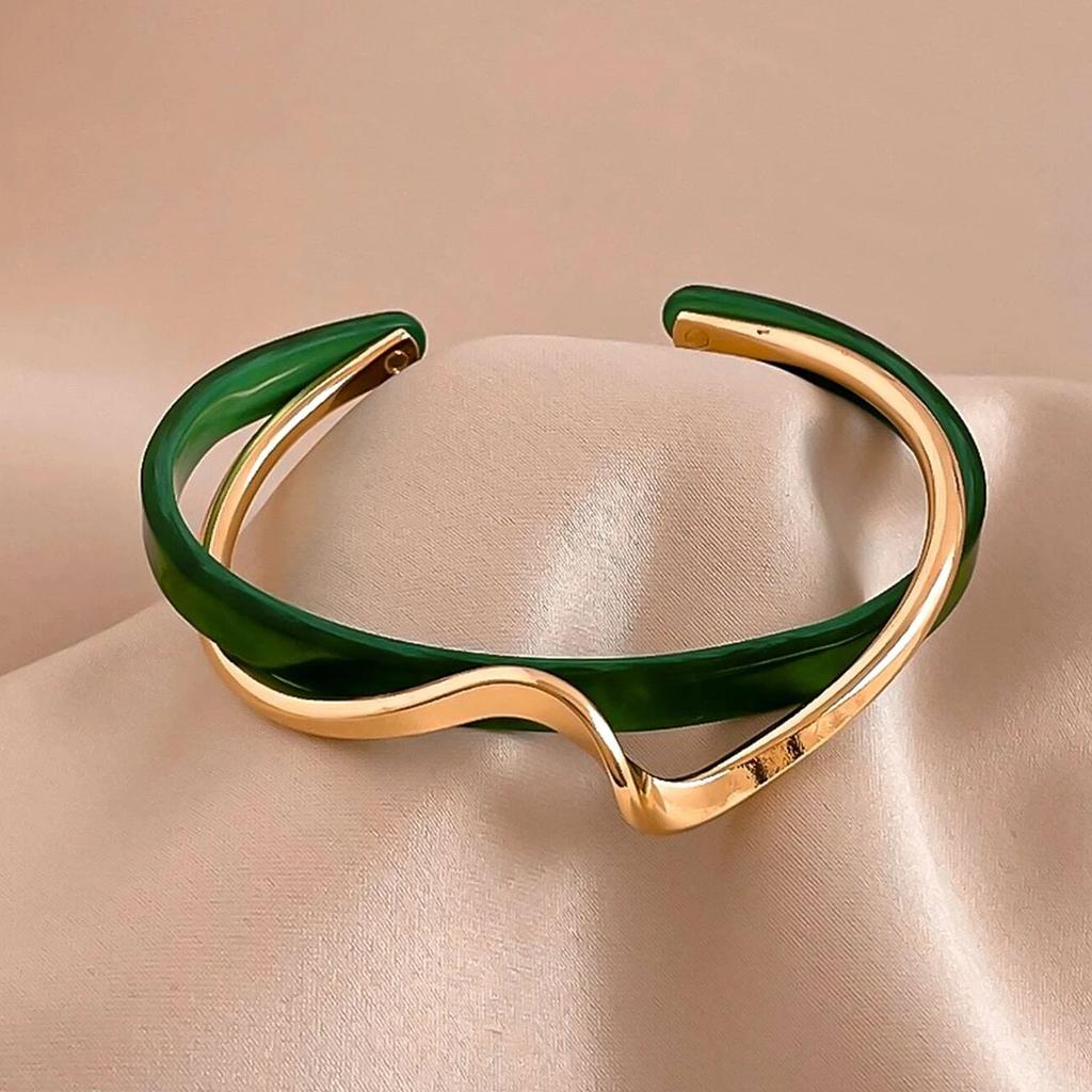 1PC Bracciale in Acciaio Inossidabile Acciaio al Titanio con Zirconi Incastonati Placcato Oro, Stile Classico e Semplice, Adatto per l'Indosso Quotidiano da Donna