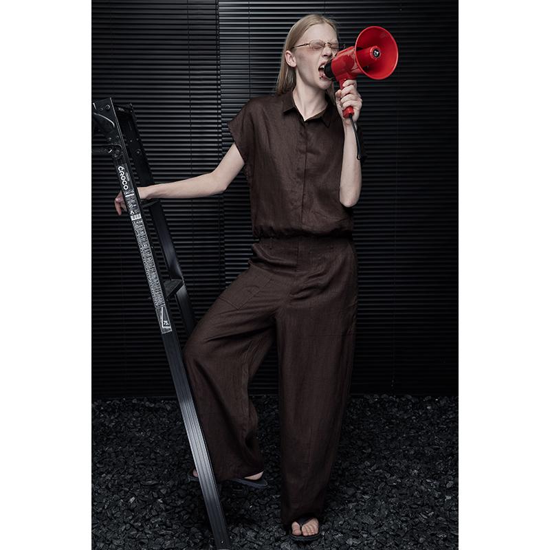 

Women s Coffee Linen Wide-Leg Pants - Summer 2026 Collection, Lightweight & Loose Fit for a High-End Casual Look Extra Large