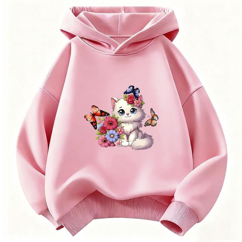 Funny Cat Cute Girls Hoodie Kids Children's Sweatshirt Cute Harajuku Hoody for Boys Autumn Winter Casual Hoodies