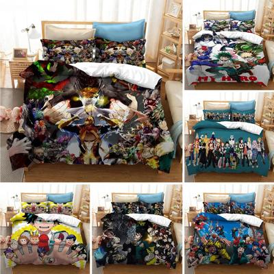 Bequemes Anime-Print-Bettwäsche-Set Mit Bettbezug und Kissenbezügen King Queen Twin Größen Für Jungen Mädchen und Kinder