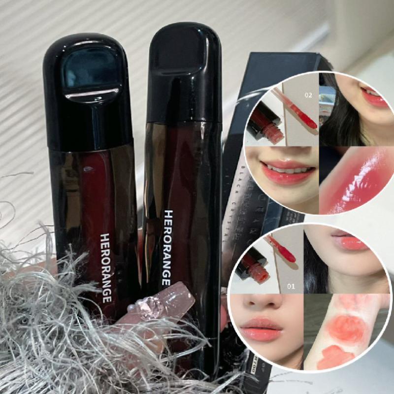 Herorange Brillo de Labios Espejo Luz de Agua Hidratante No se Pega a la Taza Rojo Altamente Pigmentado Labial Líquido Tinte de Labios Maquillaje Cosméticos