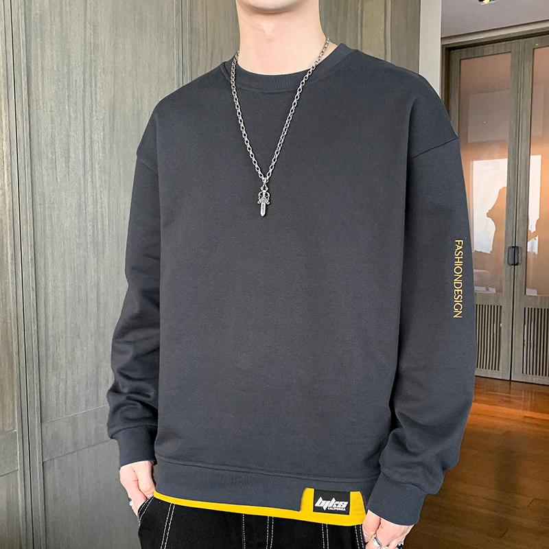Spring Autumn Round Neck Fake Two Pieces Casual Fashion Sweatshirt Male Patchwork All-match Pullover Top