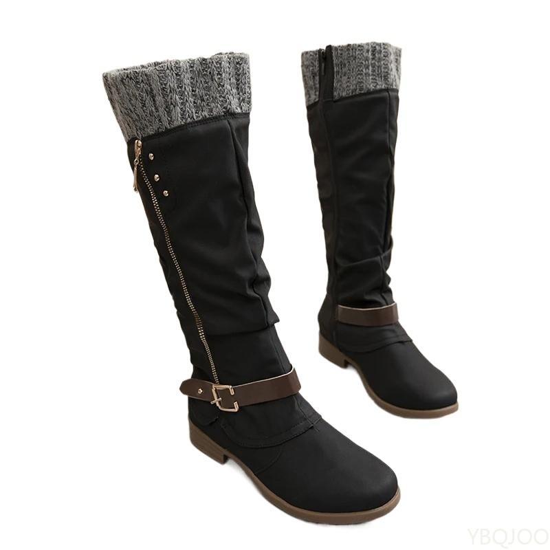 Spring Autumn New Flat Heel Side Zipper High Barrel Women's Boots Simple Comfortable Daily Casual Women's Shoes