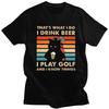 Thats What I Do I Play Golf I Drink Beer And I Know Things Funny Cat T Shirt for Men Tshirt Casual Tee Tshirts Loose Fit