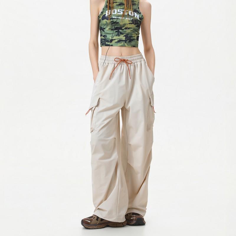 Unisex Vintage Streetwear Cargo Pants Loose Straight Leg Jazz Dance Trousers Casual Wear