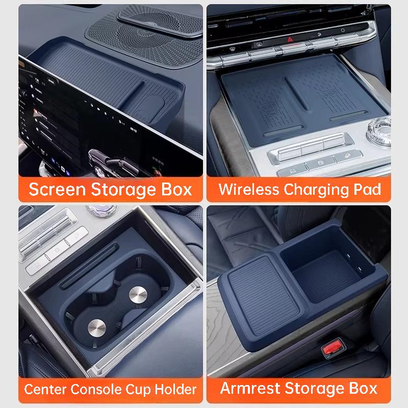 For Zeekr 9X Car Armrest Wireless Charger Silicone Mat Cup Pad Storage Box Interior Modification Accessories