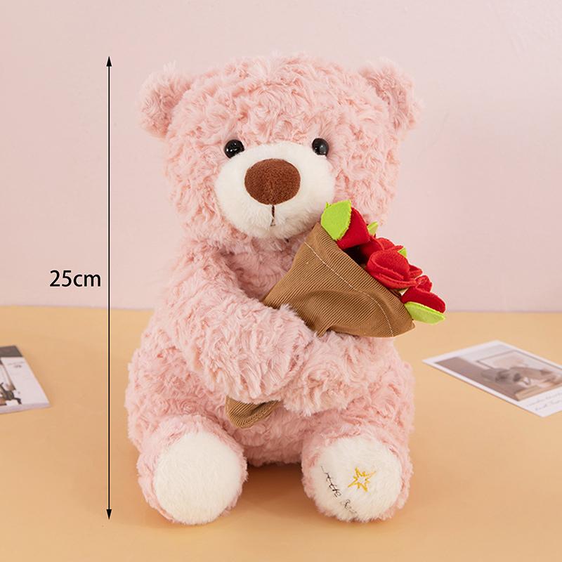 

1 Piece Soft Bear Stuffed Doll Romantic Gift For Lover Kawaii Bear With Roses Plush Toy Home Decoration Valentine S Day Gifts