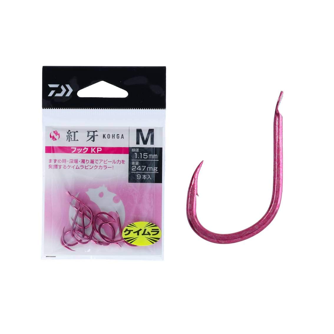 

DAIWA Koga Hook KP Isemani Thick Shaft M 247mg 9 pieces 097294 (Keimura Pink) 1.15mm