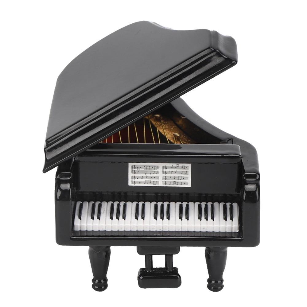 Black Case Miniature Piano With Pedal Wooden Grand Piano Collectible Ornament