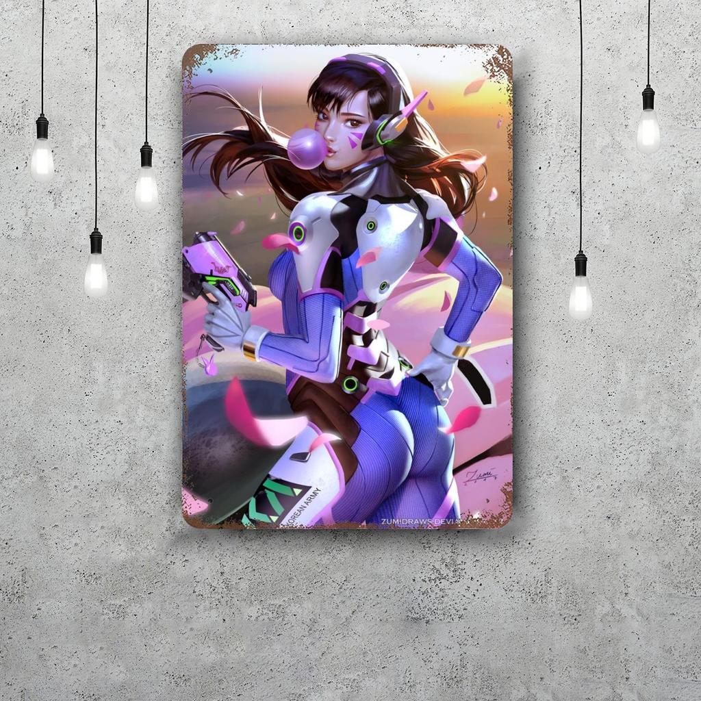 dva overwatch Funny Bar Metal Sign Retro Plaque Vintage Sign Alcohol Drinker Pub Club Man Cave Kitchen Wall Decoration