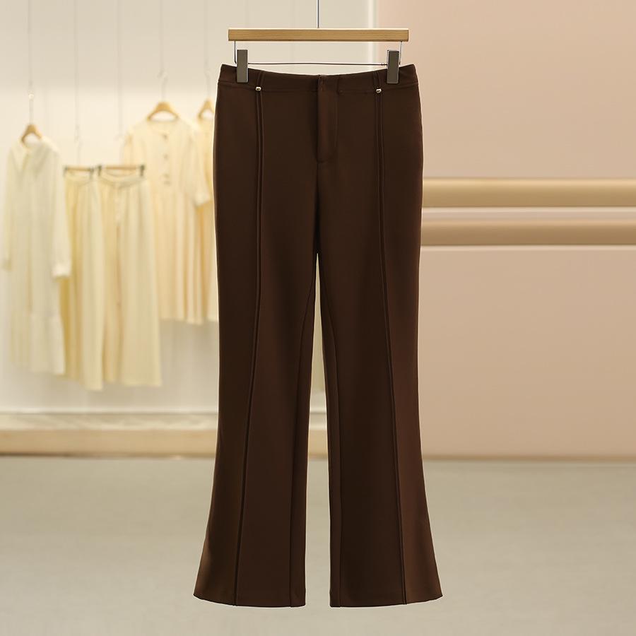 

Jiabei Yifei Brand: Korean High-Waisted Micro-Flared Slimming Casual Pants for Autumn 2XL кофейный