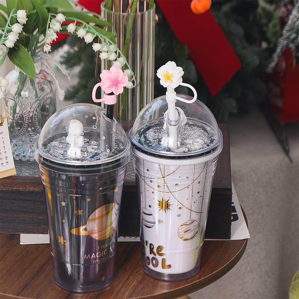 Silicone Begonia Flower Straw Topper 8/10mm Straw Tips Cherry Blossoms Straw Cover  Tumbler