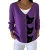V-Neck 5-Button Printed Cardigan Sweater