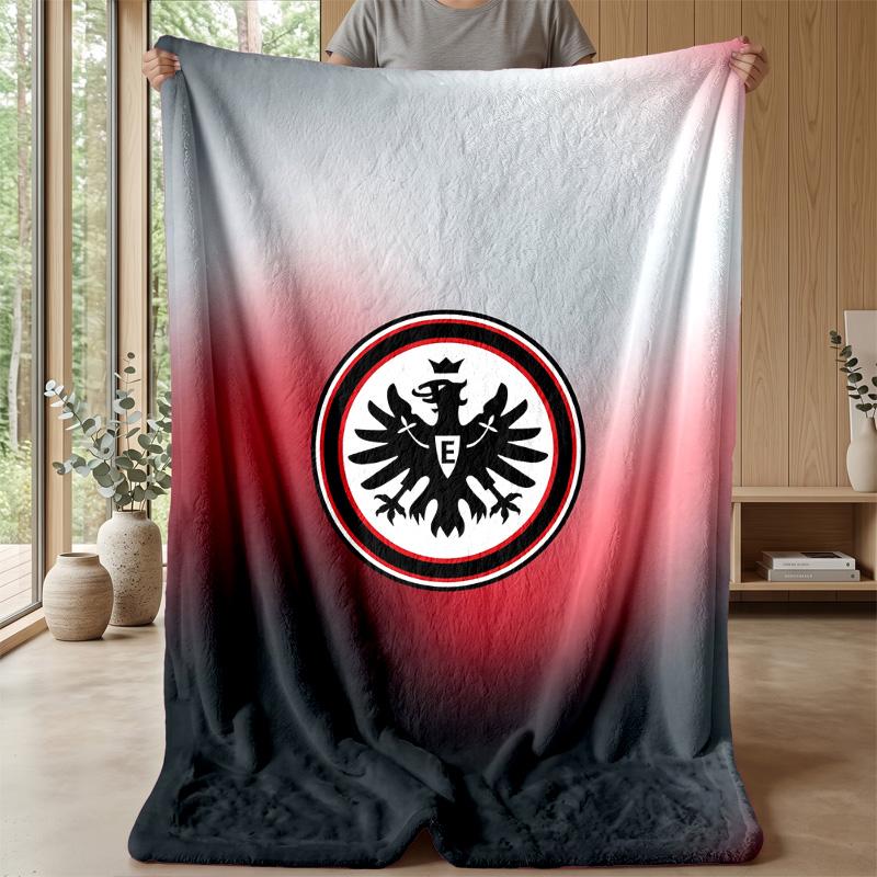 Eintracht Frankfurt Football Print Flannel Blanket, Soft Warm Lightweight Throw Blanket for Sofa Bed Camping