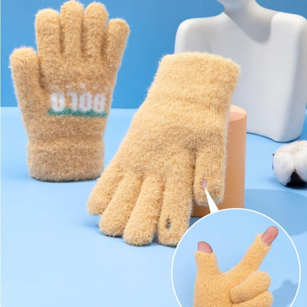 5-10 Jahre Elastische Vollfinger-Fäustlinge Verdicken Samt Warme Fäustlinge Winter Kinder Babyhandschuhe