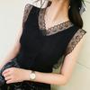 Sweet Hollow Lace Knitted Small Vest, Slim Fit, Sleeveless Top Inside, Bottom Shirt
