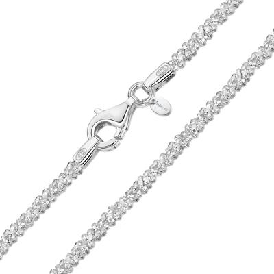 [Amberta] Italienisch hergestellte 925 Sterling Silber Diamant-Kettenhalskette für Damen - 1,7 mm SnowRock Silber-Kettenhalskette: 60 cm lange Kette Halskette für Damen