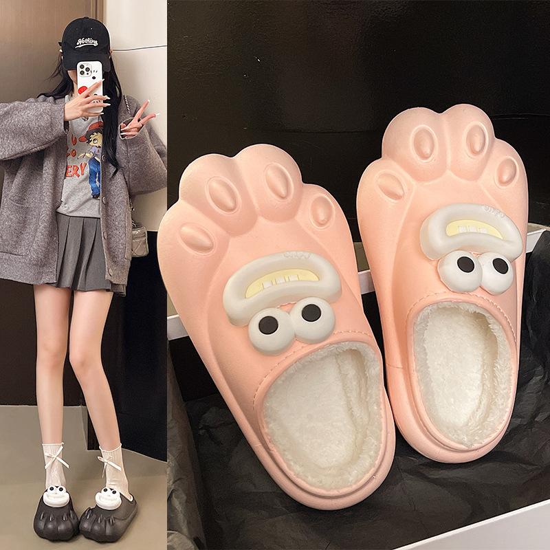 Winter Cartoon Non-slip Thick Bottom 2025 Summer Fashion Outer Wear Casual Bag Head Cotton Slippers Funny and Cute