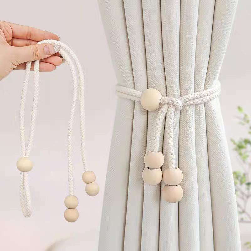

2pcs modern minimalist curtain straps, hanging balls, handmade cotton rope storage straps, living room and bedroom decoration Universal code