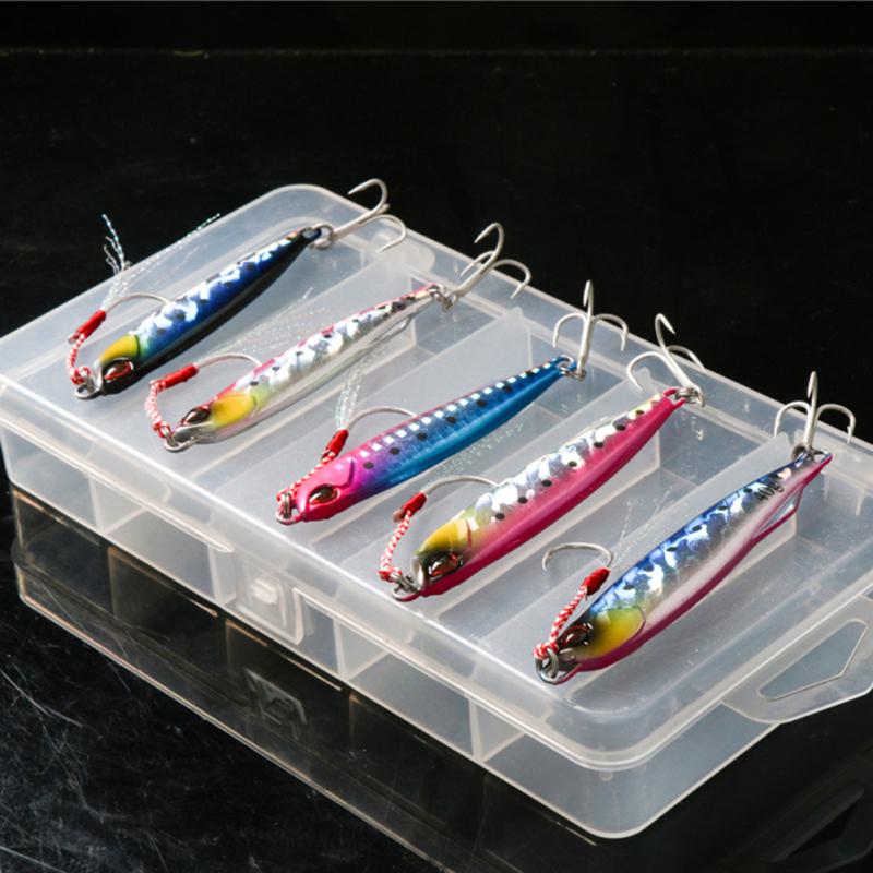 Metal Double Hook Fishing Bait Long Throw 30g 40g Iron Plate Sub-bait Freshwater Sea Sequins Vib