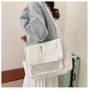 Japanese Style Transparent Acrylic Tote Bag, Nylon School Aesthetic Shoulder Crossbody Bag with Patchwork Design CLE