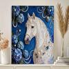 Perlweißes Pferd und Schmetterling DIY Diamantmalerei Kits 15,7x19,6 Zoll Edelstein-Kunst Diamantmalerei Kits Ohne Rahmen für Erwachsene Geschenkidee Hauswanddekoration