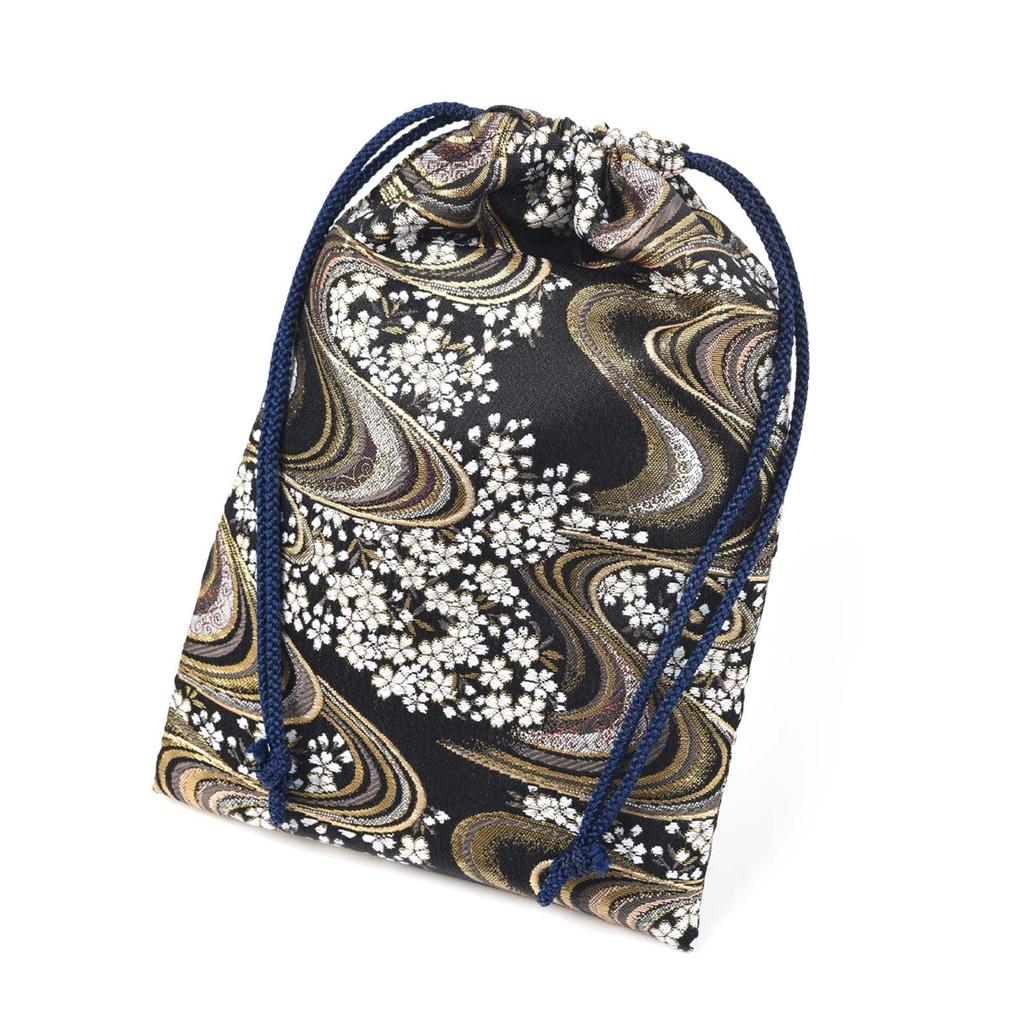 Stylish Small Drawstring Bag for Goshuincho Stamp Choice of Drawstring Small Drawstring Nishijin Hemp Leaf Storage Bag for Goshuincho Stamp Sutra Made