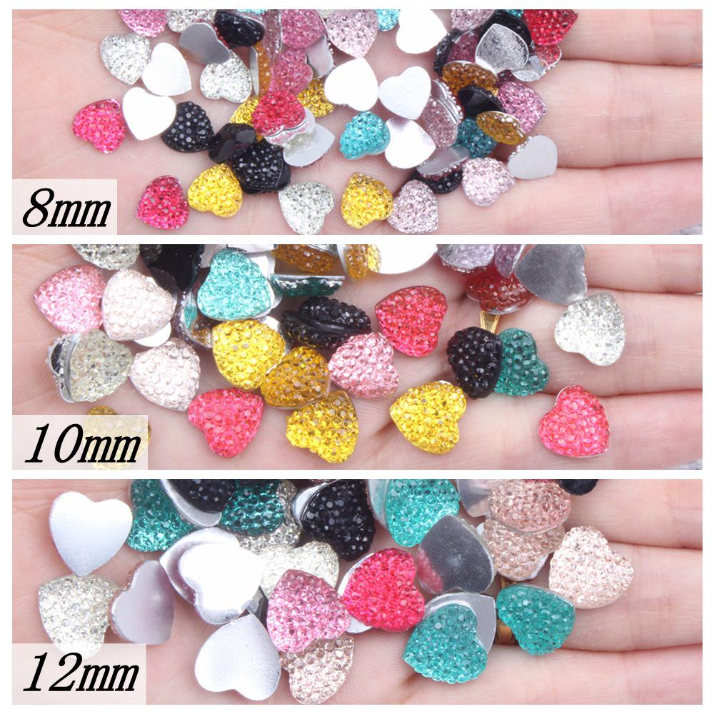Multi-Color Shiny Peach Heart Resin Rhinestones - 8mm, 10mm, 12mm DIY Decor