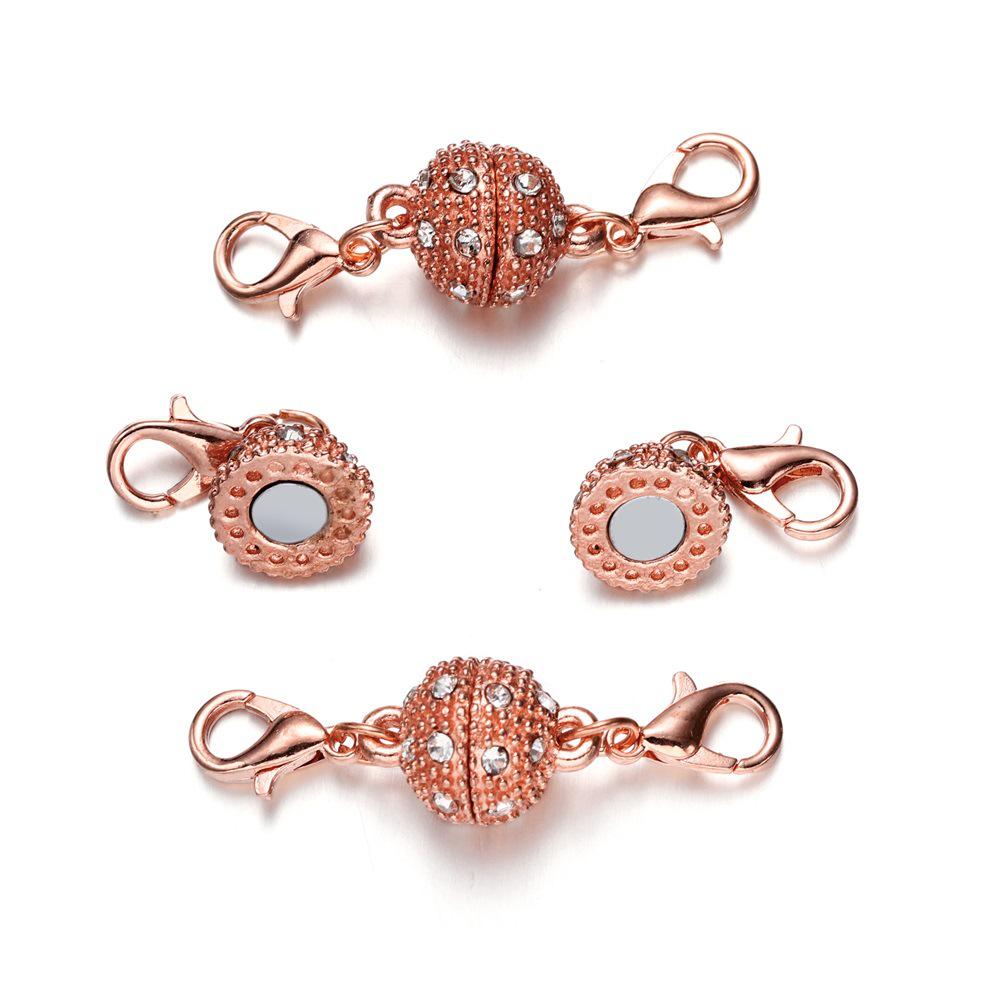 

Набор украшений «Сделай сам» с магнитной застежкой в форме персикового сердца со стразами: Ожерелье, Браслет, Аксессуары с застежкой-лобстером 11*18mm (1 pair)