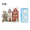 Holiday Decoration Decals Christmas Static Window Clings, Snowy Town House Snowflake Glass Decals, Reusable Seasonal Party Supplies Xmas Stickers,
